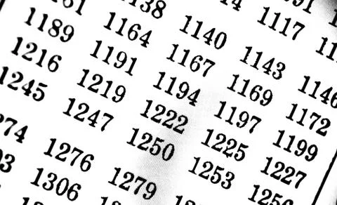 White background with many numbers in perspective Stock Illustration
