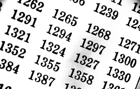 White background with many numbers in perspective Stock Illustration