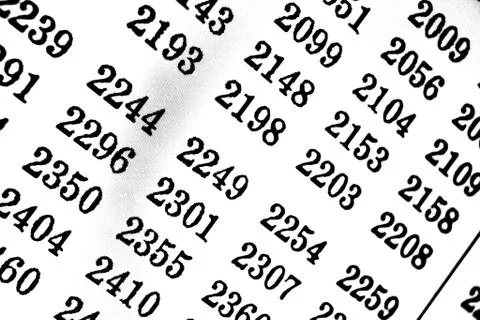 White background with many numbers in perspective Stock Illustration