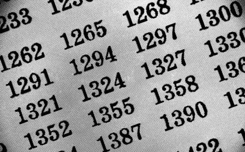 White background with many numbers in perspective Stock Illustration