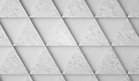 White background with marble triangles. 3d render Stock Illustration