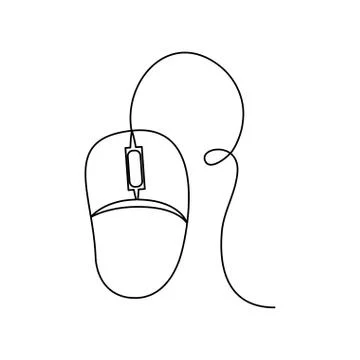 White background with monochrome silhouette of computer mouse Illustrazione stock