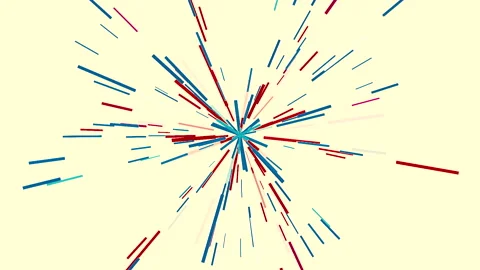 White background. Motion.Multi-colored lines of different sizes in the animation Stock Footage 201886453