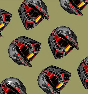 White background motorcycle helmet pattern Stock Illustration