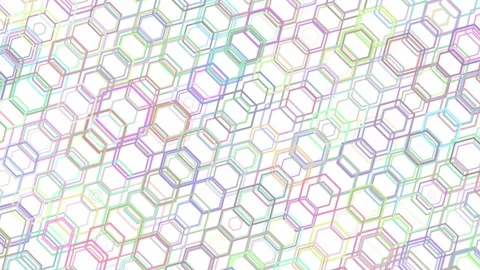 On a white background, a moving pattern of multi-colored hexagons. Animate a Stock Footage 278818892