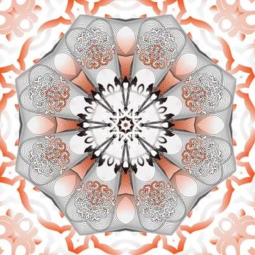 On a white background multicolored mandala with painted patterns Stock Illustration