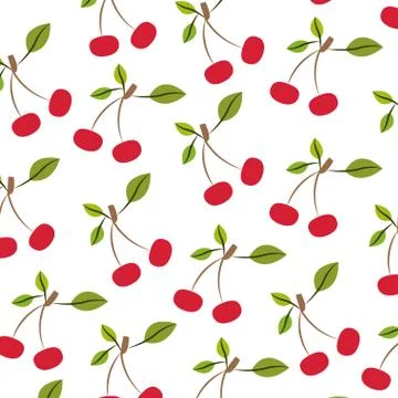 White background with pattern of cherries Illustrazione stock
