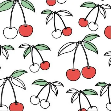 White background with pattern color sections of cherries fruits Illustrazione stock