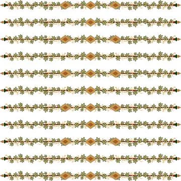 A white background with a pattern of flowers and leaves Stock Illustration