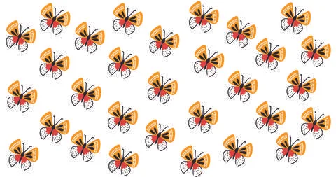 White background pattern spring print graphic summer butterfly insect Stock Illustration