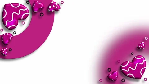 White background with pink heart frames and stylish circle elements Stock Footage 326312364