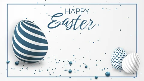 White background with realistic 3D models of Easter egg with patterns. Stock Footage 234688427