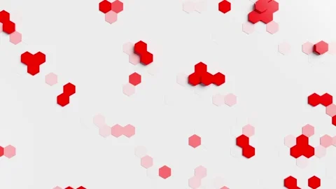 A white background with red and white hexagons. Looped animation Stock Footage 276589559