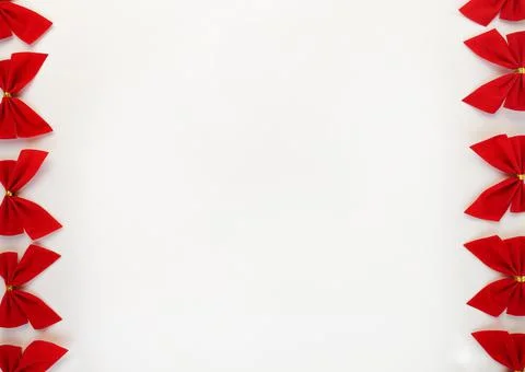 White background with red bow frame Stock Photos