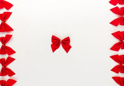 White background with red bow frame Stock Photos