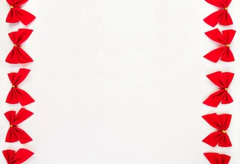 White background with red bow frame Stock Photos