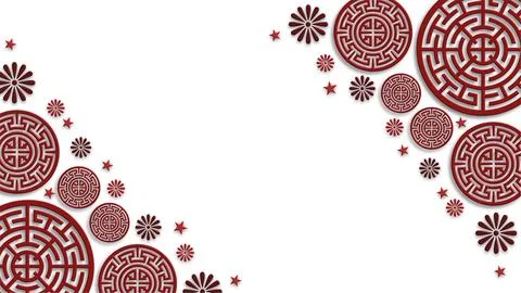 White Background With Red Circular Ornaments Stock Illustration