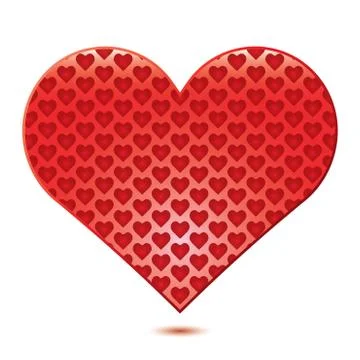 White background with red heart, illustration.vector Stock Illustration