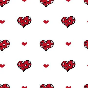 White background with a red hearts. Pattern for wrapping paper. Stock Illustration