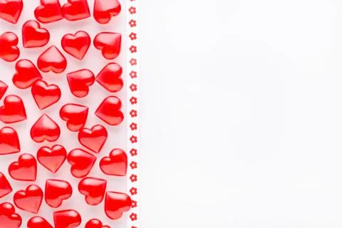 White background with red hearts pattern and copy space Stock Photos