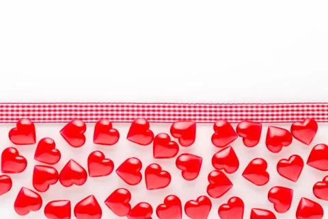 White background with red hearts pattern and copy space Stock Photos