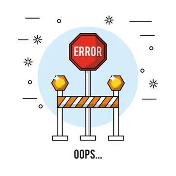White background with red hexagon road sign error oops Stock Illustration