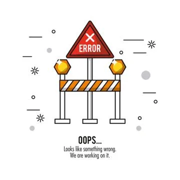White background with red triangle road sign error oops Stockillustratie