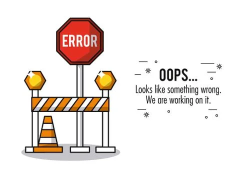 White background with road sign error oops Stock Illustration