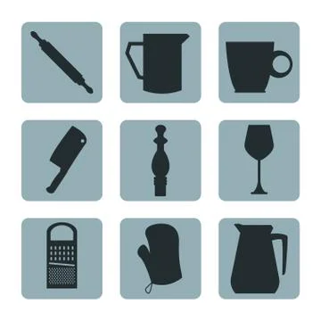 White background with set collection color of square icons different silhouette Stock Illustration