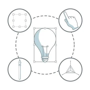White background with silhouette color sections shading of light bulb transform Stock Illustration