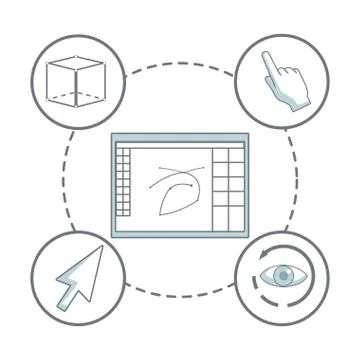 White background with silhouette color sections shading of window with drawing Stock Illustration