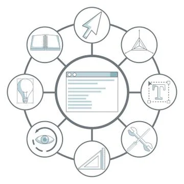 White background with silhouette color sections shading of window program in Stock Illustration