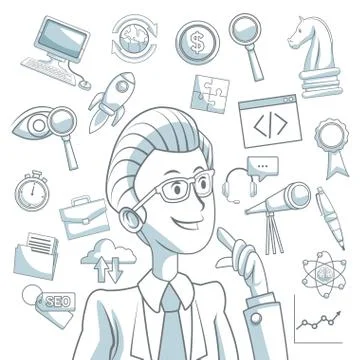 White background with silhouette color sections shading of executive man and Stock Illustration