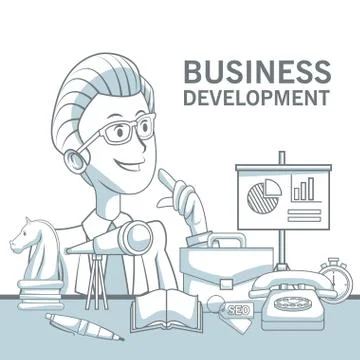 White background with silhouette color sections shading of closeup executive man Stock Illustration