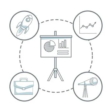 White background with silhouette color sections shading of presentation board Stock Illustration