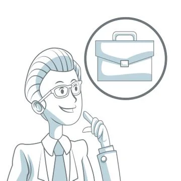 White background with silhouette color sections shading of businessman and icon Stock Illustration