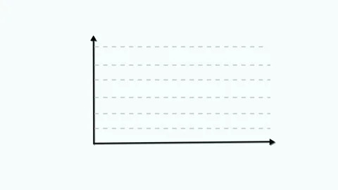 White background with simple 2d data graph and dashed line across x y axes... Stock Footage 321587391