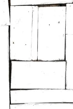 White background of small white plank boards of different sizes in form of Foto stock
