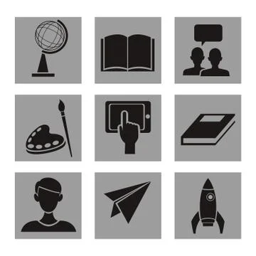 White background with square frame monochrome with silhouette elements academic Illustrazione stock
