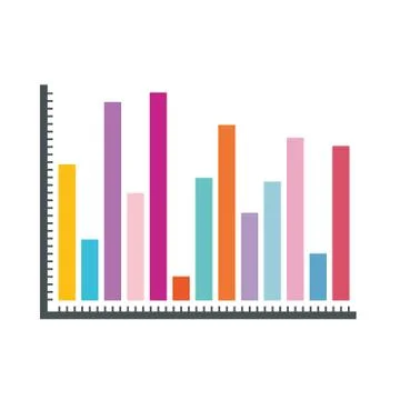 White background with statistical graphs colour bars Stock Illustration