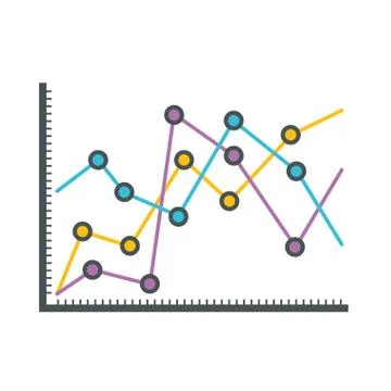 White background with statistical graphs linear rising Stock Illustration