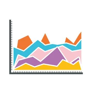White background with statistical graphs in shape of peak Stock Illustration