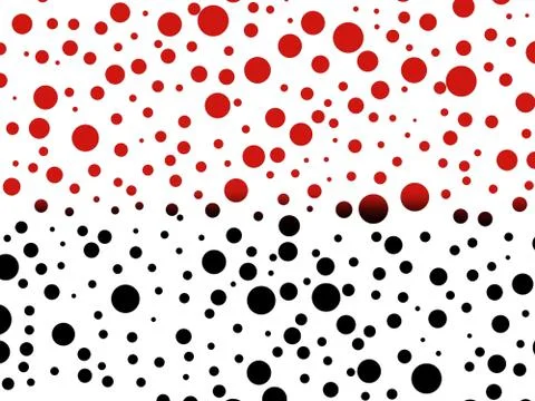 White background texture with black-red large and small polka dots Stock Illustration