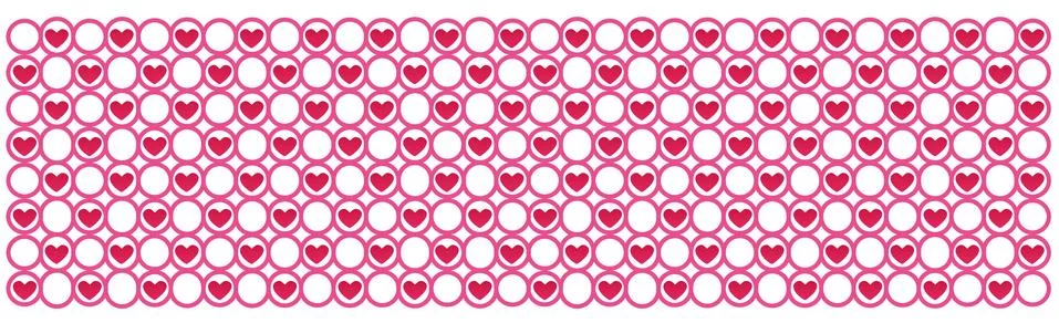 White background texture of red hearts in pink circles Stock Illustration