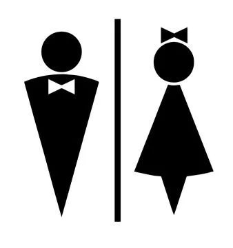 On an white background there is a sign with the direction of the toilets Stock Illustration