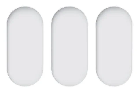 White background with three of 3D capsule shape frame paper cut style graph.. Stock Illustration