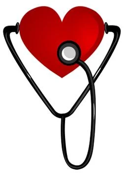 White background vector illustration of a heart stethoscope Illustrazione stock