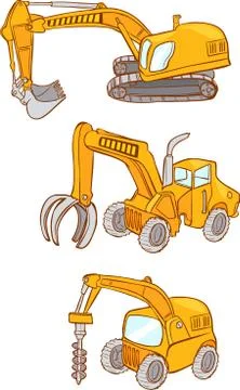 White background Vector illustration of a Heavy machines Stock Illustration