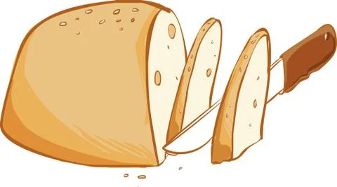 White background vector illustration of a knife and bread Stock Illustration