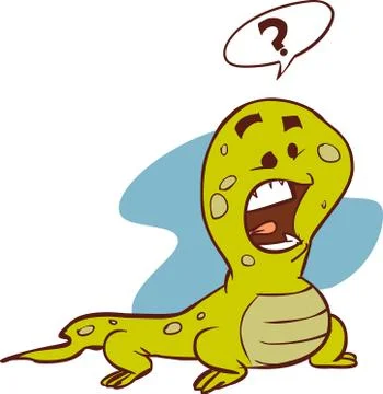White background vector illustration of a puzzled lizards Illustrazione stock